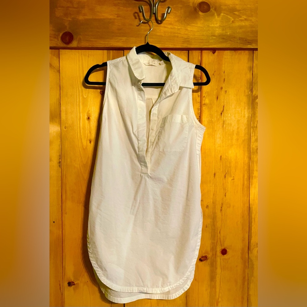Athleta White Polo Collar Buttoned Tunic
